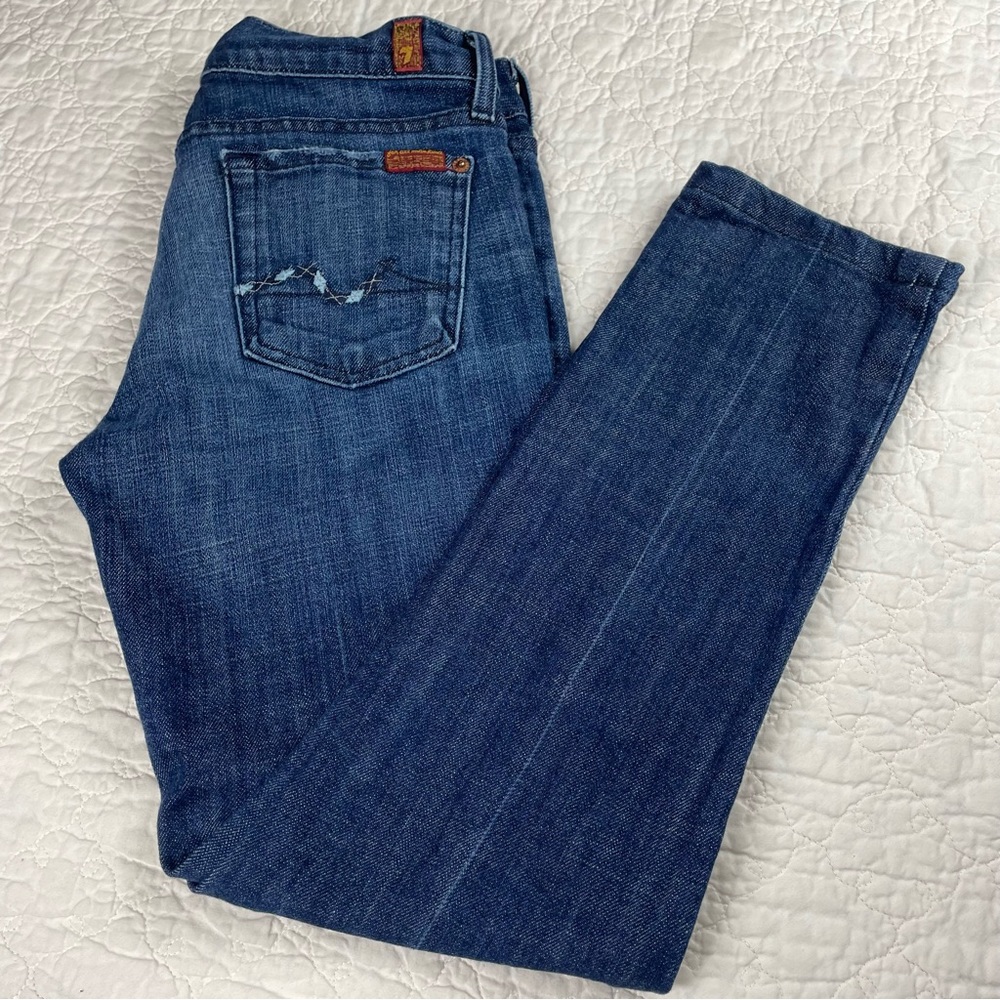 🔥7 For All Mankind Straight Leg Mid Wash Mid Rise Jeans Women’s Size 26